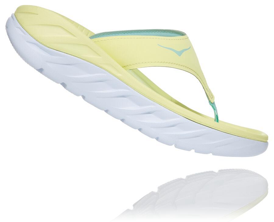 Sandalias Hoka One One Mujer Amarillos/Blancos - Ora Recovery Flip - HSUD03168